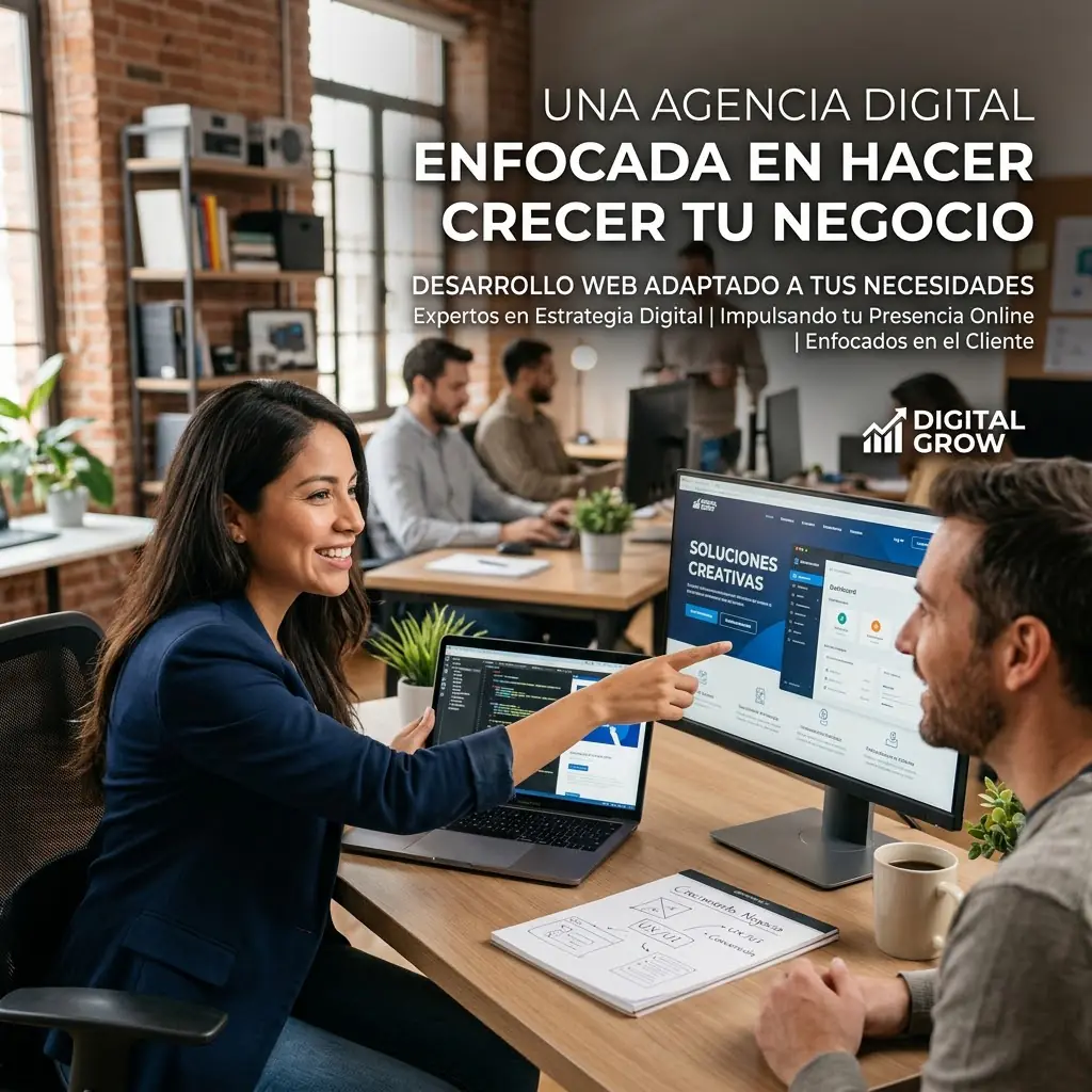 Equipo de Agencia Digital KS en reunión de desarrollo web enfocada en hacer crecer la presencia en línea del cliente
